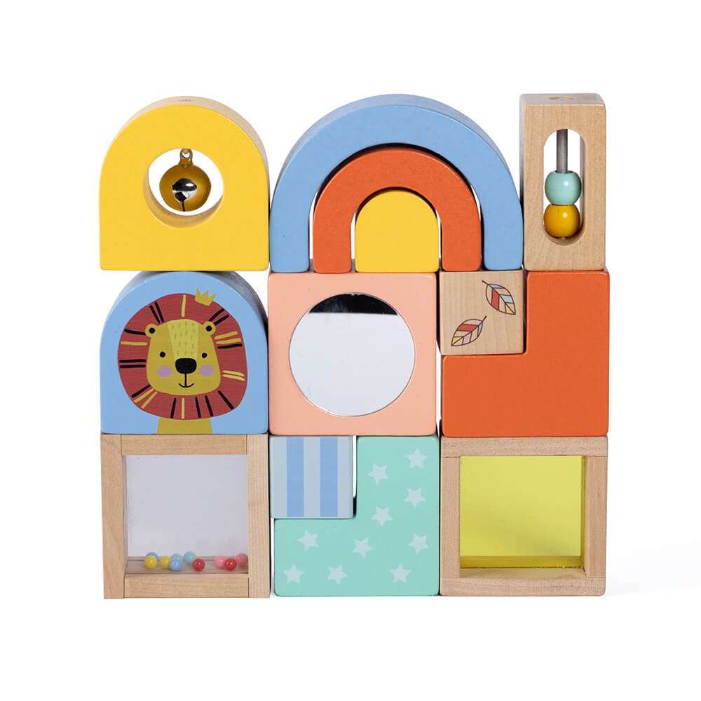 Juguete de construcción sensorial de madera
