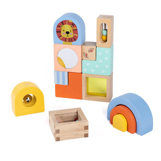Juguete de construcción sensorial de madera