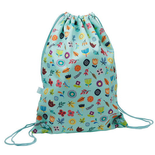 Mochila saco infantil con estampado de flores