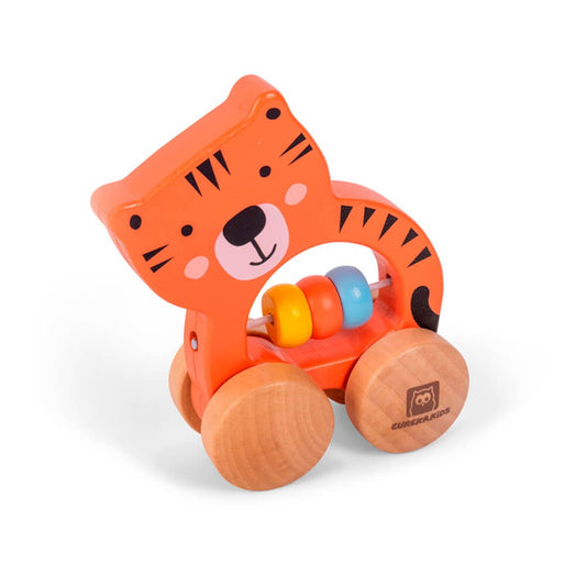 Coche de madera con cuentas- Tigre